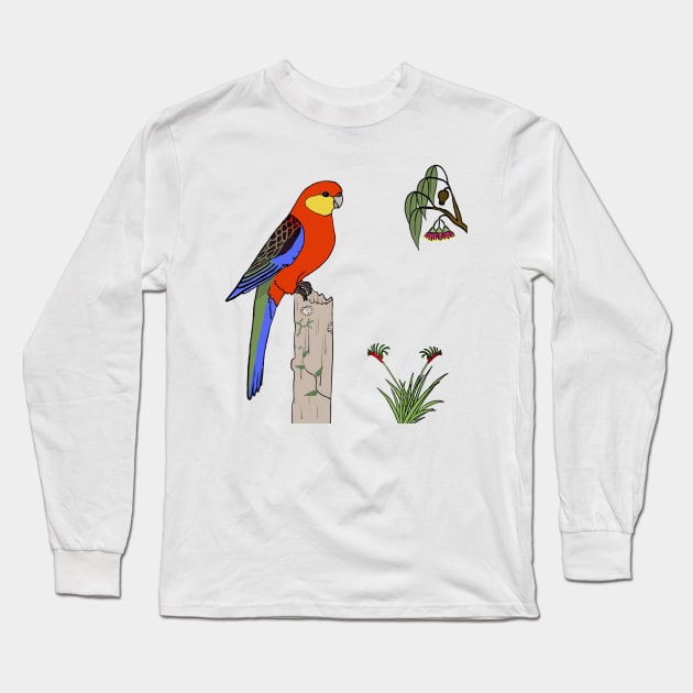 Western Rosella Long Sleeve T-Shirt by wanungara